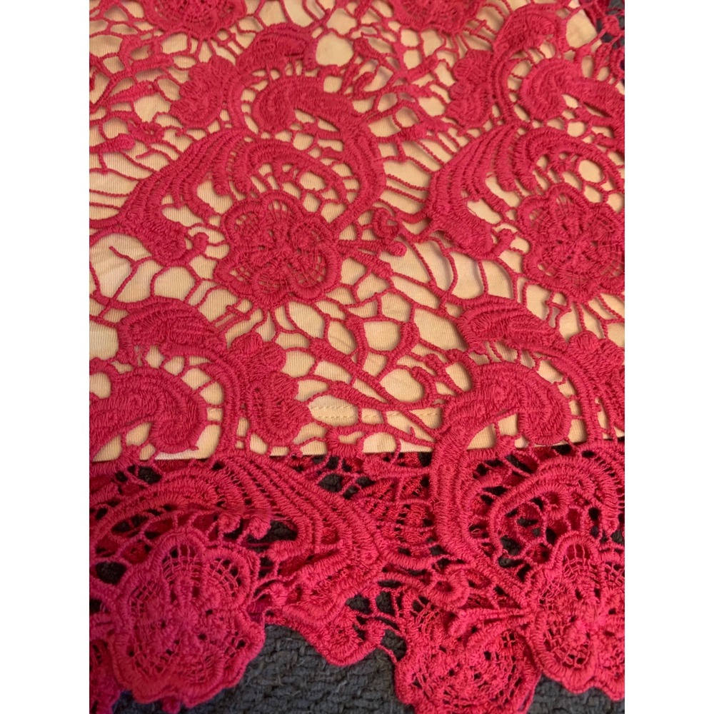 INC International Concepts Pink Floral Crochet Lace Mini Skirt Size 6 Scalloped - Picture 2 of 8
